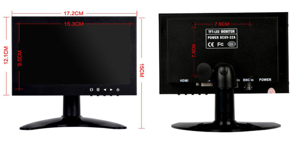Industrial metal frame 7 inch led monitor with VGA HDMI AV USB BNC Audio Speaker input