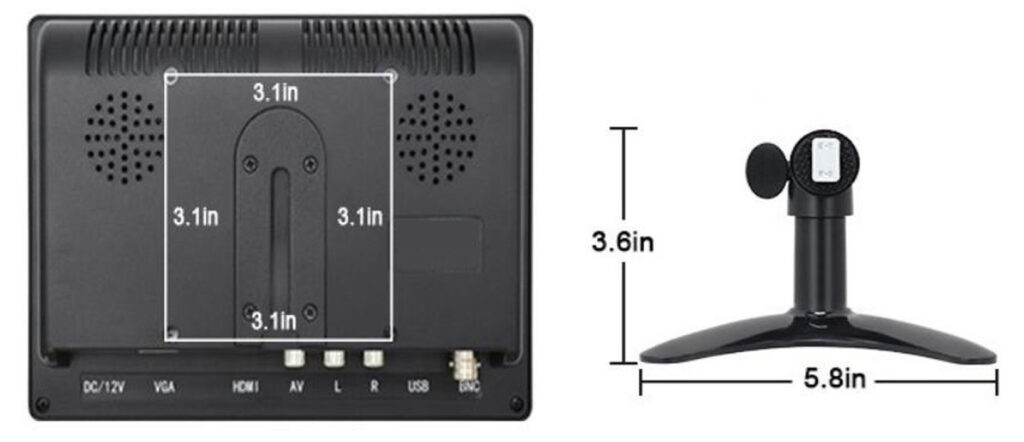 8 inch 1024*768 square screen lcd monitor with VGA HDMI AV USB BNC Audio Speaker input