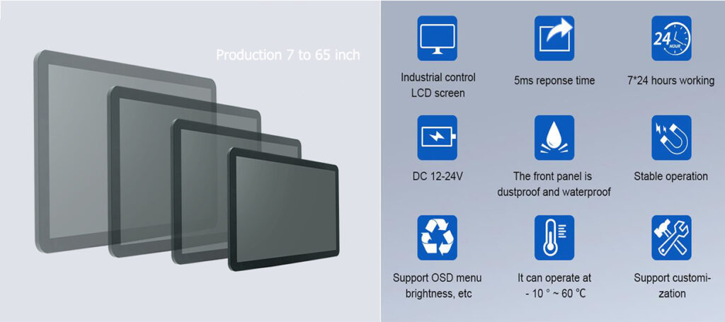 Desktop Wall Mount 10 inch Widescreen 1280*800 IPS POS Display Capacitive Touchscreen Monitor with VGA HDMI USB Audio input