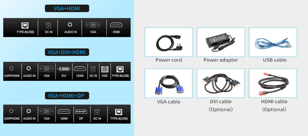 Wall Mounted Embedded Open Frame 13 13.3 inch 1920*1080P FHD IPS Screen Capacitive Touch Monitor with VGA HDMI USB Audio input