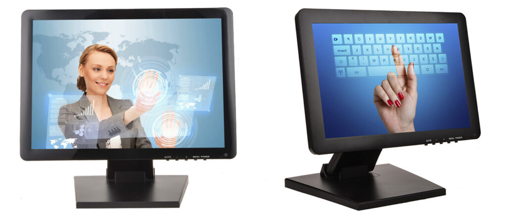12 Inch Widescreen 1280*800 POS Display Resistive Touchscreen Monitor with HDMI VGA USB Audio for Retail Restaurant