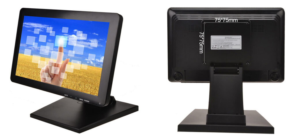 12 Inch Widescreen 1280*800 POS Display Resistive Touchscreen Monitor with HDMI VGA USB Audio for Retail Restaurant