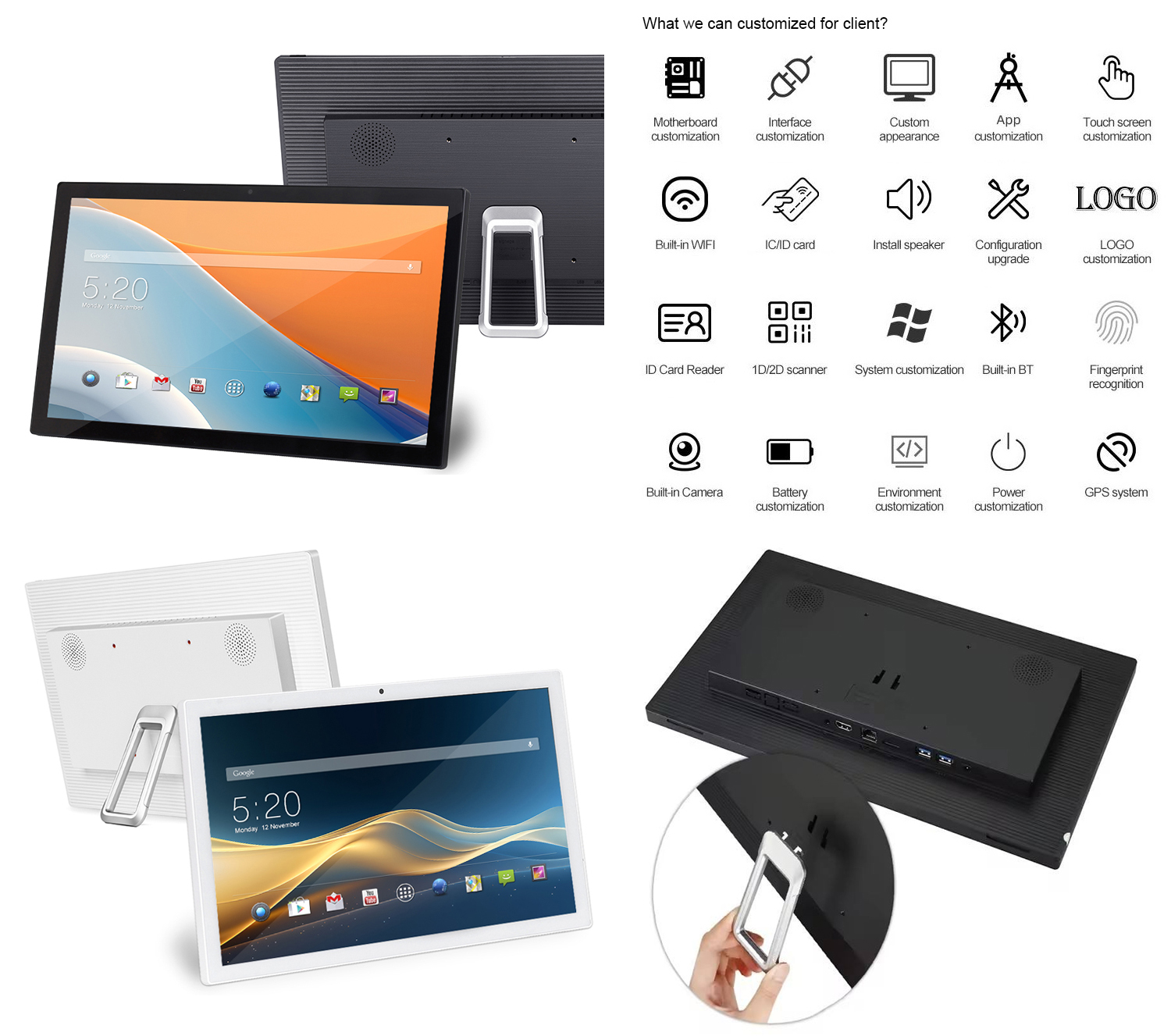 Wall Mount Front Camera Linux Android WIFI POE RJ45 Tablet 15.6 Inch Capacitive Touch RK3568 Android Tablet